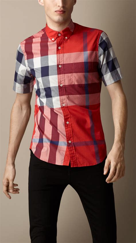 burberry mens red short sleeve shirt|burberry shirts for men outlet.